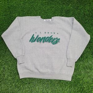 Vintage A-L Brown Wonders Sweatshirt XL 23x24 Cropped USA